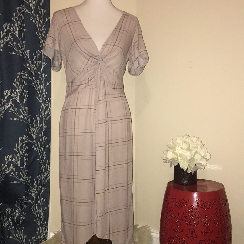 Free People Windowpane Plaid Hi-Low Dress